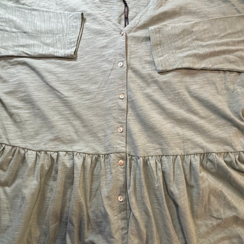 NEW Coco + Carmen Button up‎ Long sleeve Tunic Ruffle BlouseS/M - Picture 2 of 7